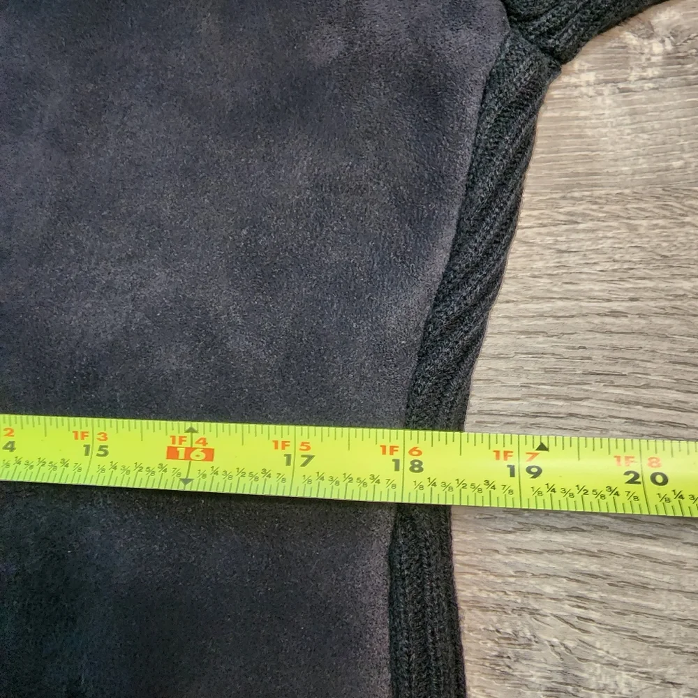 SEEU Black Ribbed Knit Faux Fur Button Down Sweater Jacket - Picture 10 of 16